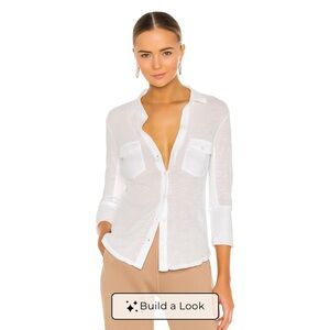 James Perse White SHEER SLUB SIDE PANEL SHIRT